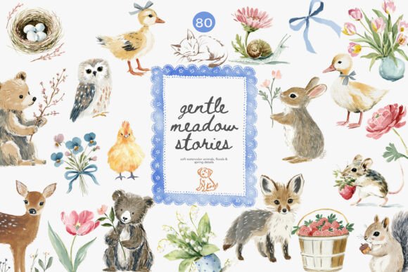 Download Watercolor Spring Nursery Clipart Set - Set Collection