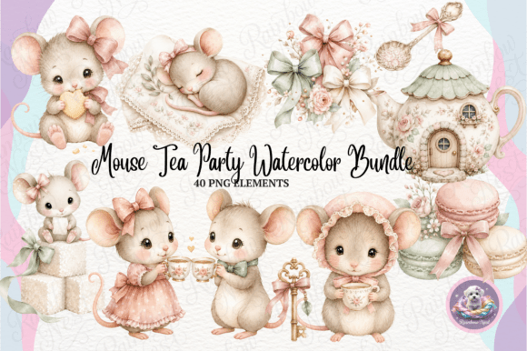 Download Mouse Tea Party Watercolor Bundle - Party Collection