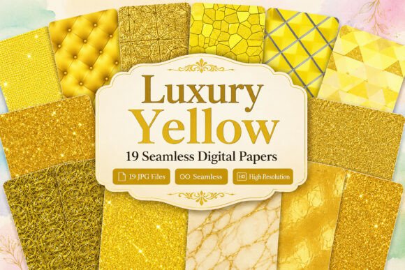 Download Luxury Yellow Digital Paper Set - Set Collection